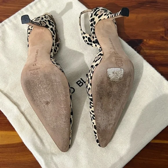 Vintage Manolo Blahnik Animal Print Slingback Heels - Picture 6 of 13